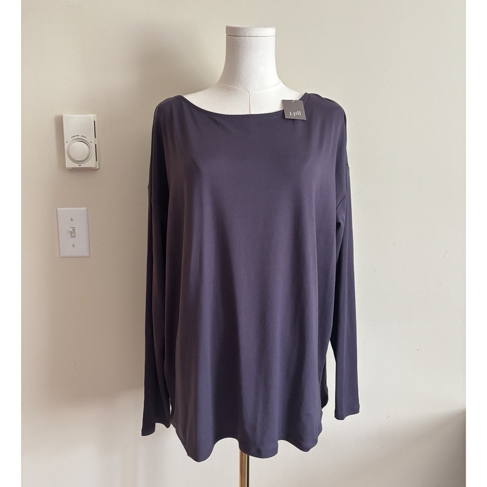 NWT J Jill Fit Cross Back Top Womens Medium Purple Athleisure Stretch Casual